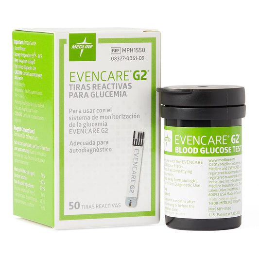 Blood Glucose Test Strips EvenCare G2 50 Strips per Pack, Packaging Type- Box