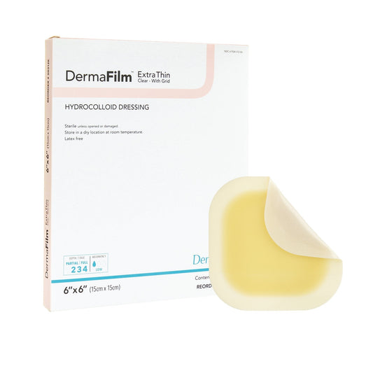 Thin Hydrocolloid Dressing DermaFilm 6 X 6 Inch Square,  Packaging Type- Each