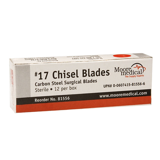 Chisel Blade McKesson Number 17 0.40 mm Width High Carbon Steel Sterile 37 mm Length, Packaging Type - Box