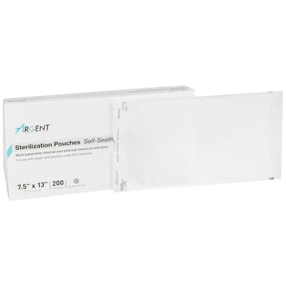 Sterilization Pouch McKesson Argent Sure-Check Ethylene Oxide (EO) Gas / Steam 7-1/2 X 13 Inch Transparent / Blue Self Seal Paper / Film, Packaging Type- Box