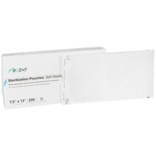 Sterilization Pouch McKesson Argent Sure-Check Ethylene Oxide (EO) Gas / Steam 7-1/2 X 13 Inch Transparent / Blue Self Seal Paper / Film, Packaging Type- Box