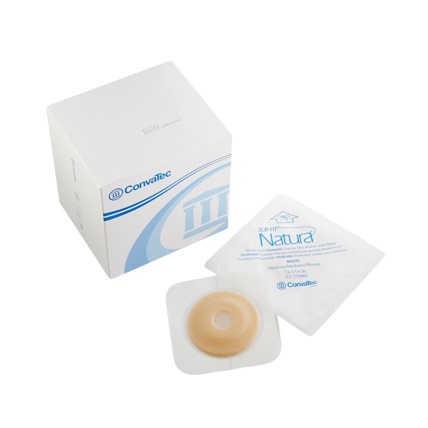 Ostomy Barrier Sur-Fit Natura Durahesive Moldable, Extended Wear Acrylic Tape 45 mm Flange Sur-Fit Natura System Hydrocolloid 7/8 to 1-1/4 Inch Opening 4-1/2 X 4-1/2 Inch, Packaging Type- Each