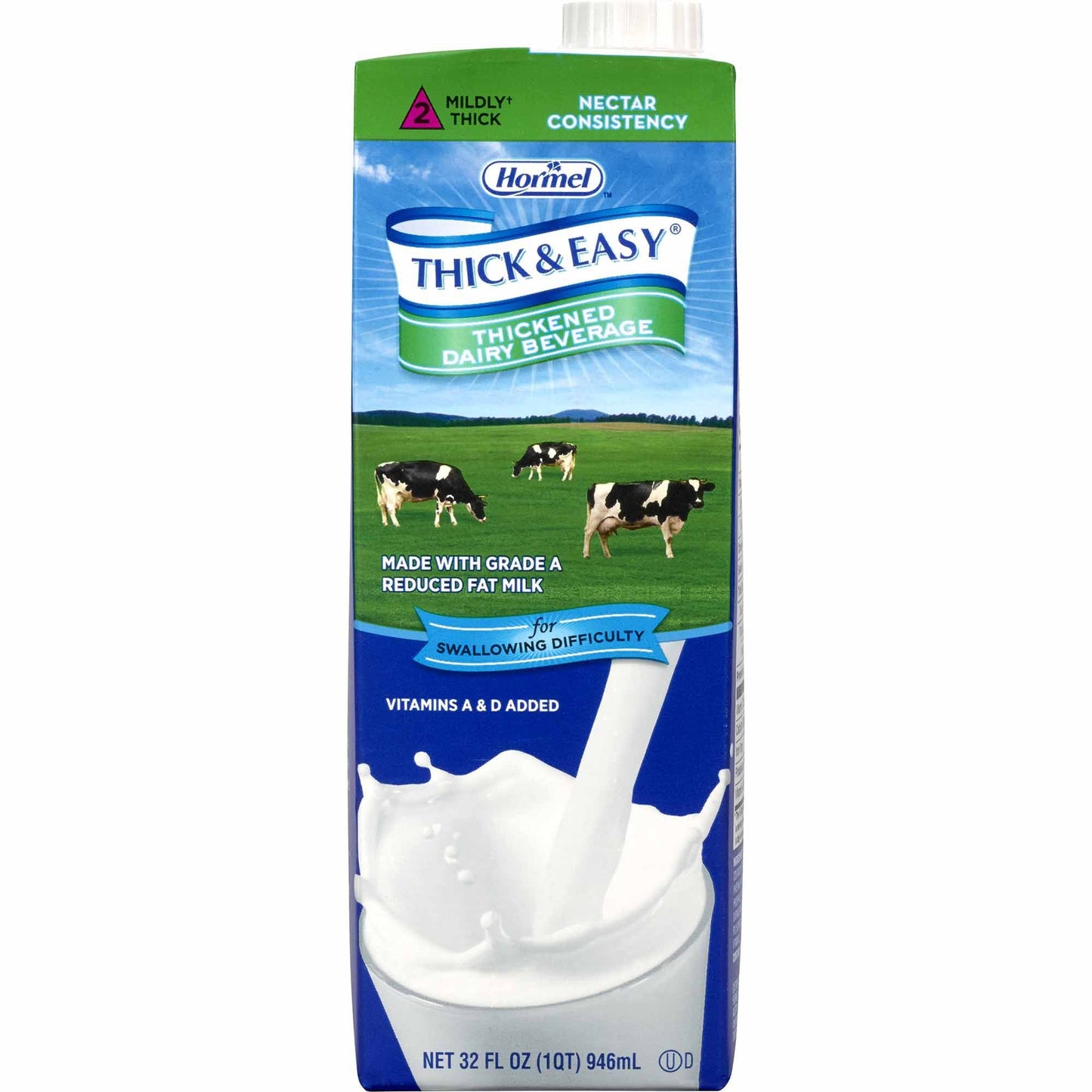 Thickened Beverage Thick & Easy Dairy 32 oz. Carton Milk Flavor Liquid IDDSI Level 2 Mildly Thick,  Packaging Type- Each