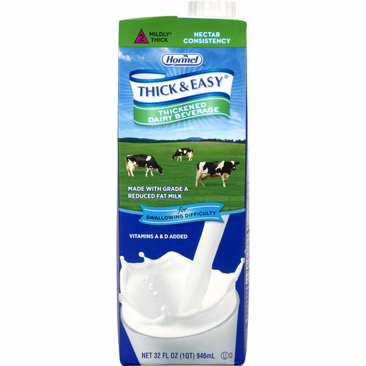 Thickened Beverage Thick & Easy Dairy 32 oz. Carton Milk Flavor Liquid IDDSI Level 2 Mildly Thick,  Packaging Type- Each