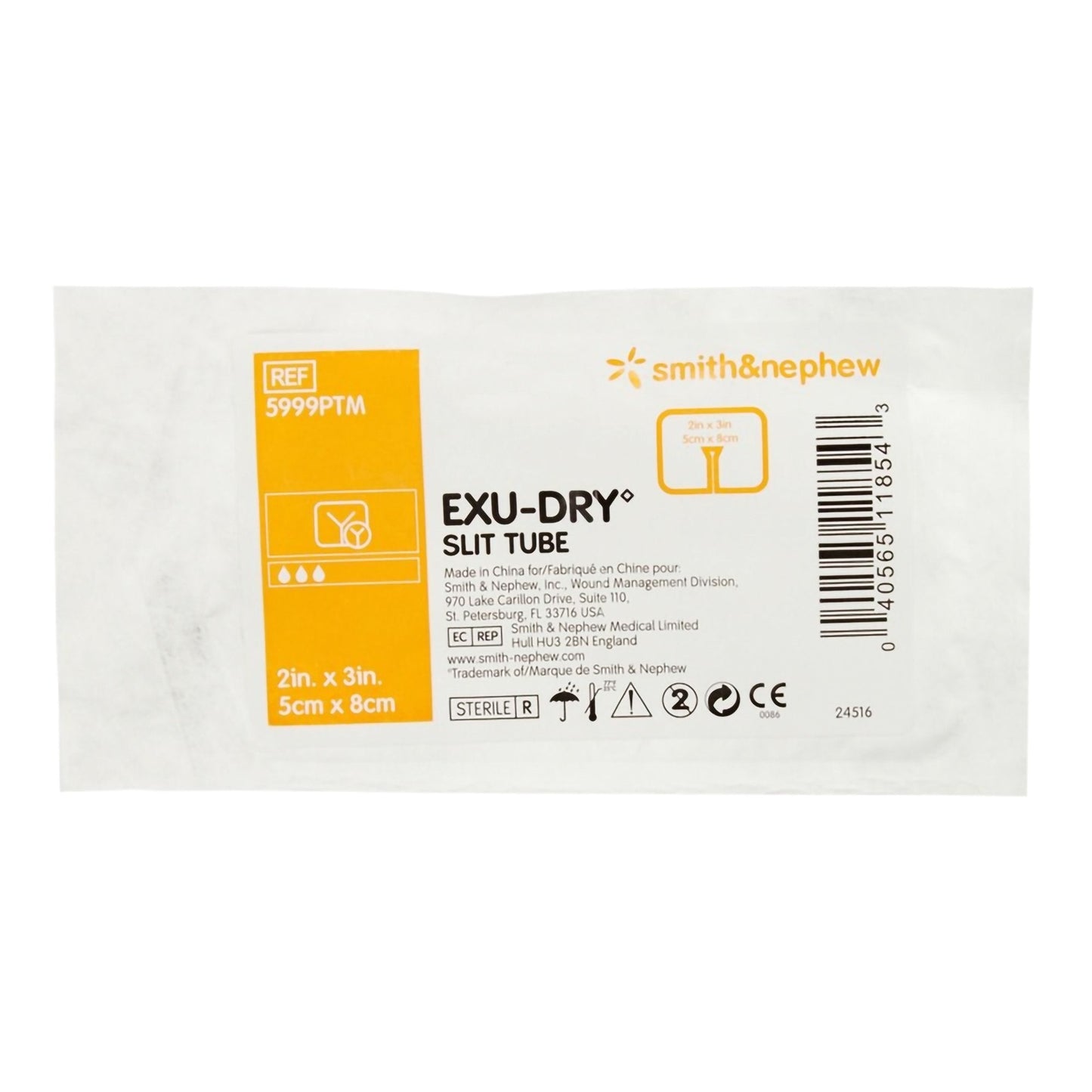 Super Absorbent Dressing EXU-DRY Anti-Shear 2 X 3 Inch Slit Tube,  Packaging Type- Each