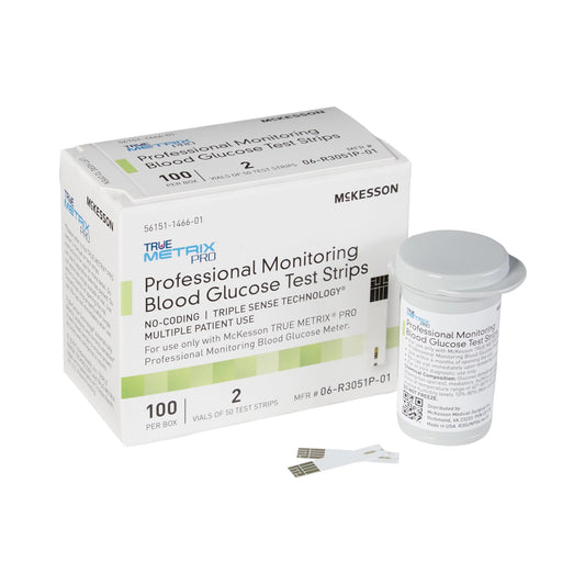Blood Glucose Test Strips McKesson TRUE METRIX PRO 100 Strips per Pack, Packaging Type- Box