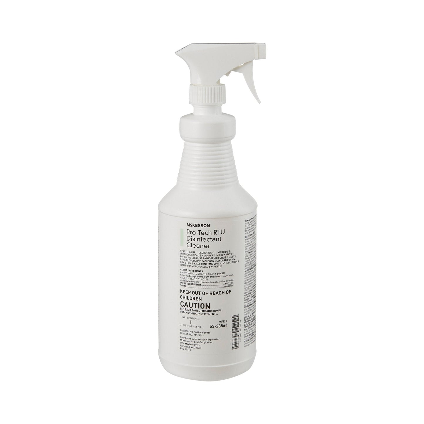 McKesson Pro-Tech Surface Disinfectant Cleaner Quaternary Based J-Fill Dispensing Systems Liquid 32 oz. Bottle Floral Scent NonSterile, Packaging Type- Each