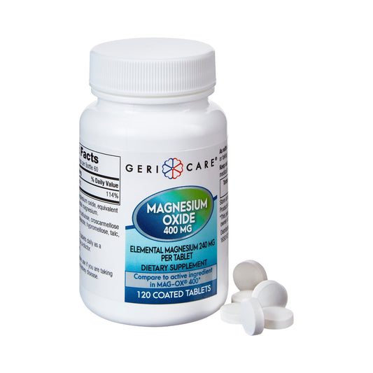 Mineral Supplement Geri-Care Magnesium Oxide 400 mg Strength Tablet 120 per Bottle, Packaging Type- Case