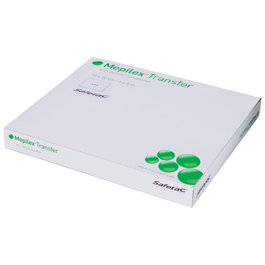 Thin Foam Dressing Mepilex Transfer 6 X 8 Inch Without Border Film Backing Silicone Adhesive Rectangle Sterile, Packaging Type- Box