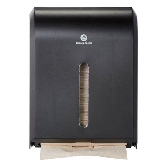 Paper Towel Dispenser GP Pro Black Plastic Manual 400 C-Fold / 600 Multifold / 1 Package of BigFold Paper Towels Wall Mount