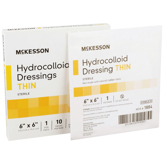 Thin Hydrocolloid Dressing McKesson 6 X 6 Inch Square,  Packaging Type- Box