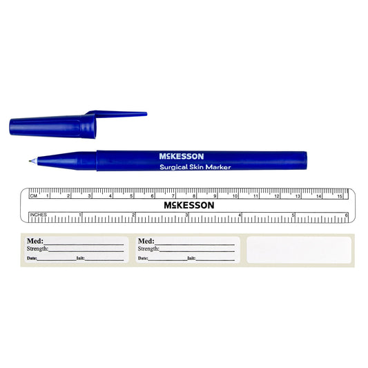 Skin Marker with Ruler and Labels McKesson Gentian Violet Ink Sterile Full Size Fine Tip