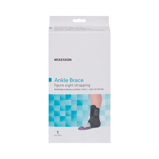 Ankle Brace McKesson Large Lace-Up / Figure-8 Strap / Hook and Loop Closure Foot, Packaging Type- Each