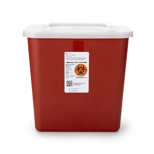 Sharps Container Sharps-A-Gator Red Base 10-1/4 H X 7 D X 10-1/2 W Inch Vertical Entry 2 Gallon