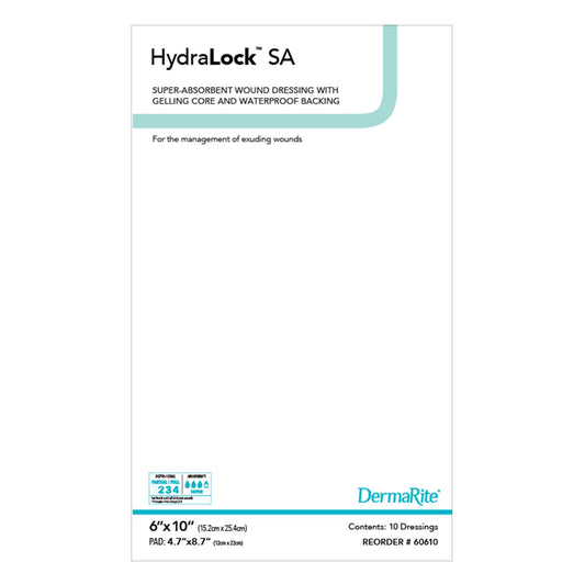 Super Absorbent Dressing HydraLock™ SA 6 X 10 Inch Rectangle,  Packaging Type- Each