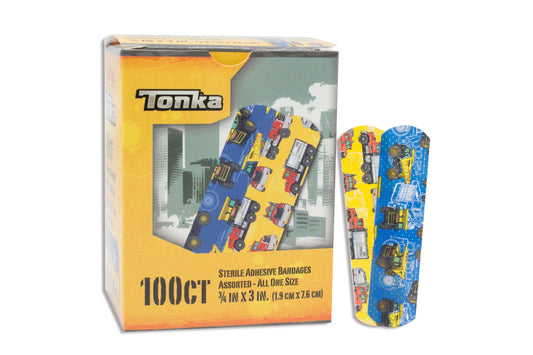 Adhesive Strip American White Cross Stat Strip 3/4 X 3 Inch Plastic Rectangle Kid Design (Tonka) Sterile, Packaging Type- Box
