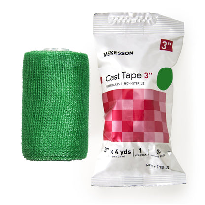 Cast Tape McKesson 3 Inch X 12 Foot Fiberglass Green, Packaging Type- Box