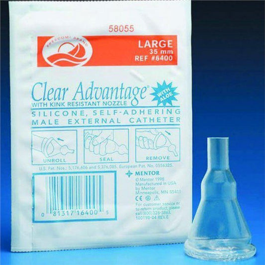 Male External Catheter Clear Advantage Self-Adhesive Strip Silicone X-Large,  Packaging Type- Each