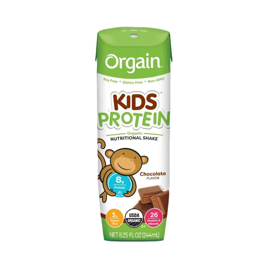 Pediatric Oral Supplement Orgain Kids Protein Organic Nutritional Shake Chocolate Flavor 8.25 oz. Carton Liquid Organic, Packaging Type- Case